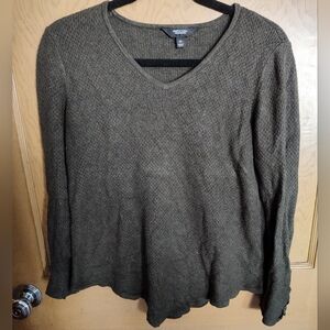 Simply Vera Vera Wang Dark Olive V-Neck Sweater